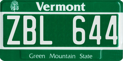 VT license plate ZBL644