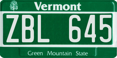 VT license plate ZBL645