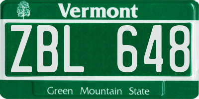 VT license plate ZBL648