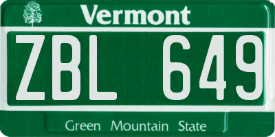 VT license plate ZBL649