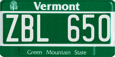 VT license plate ZBL650