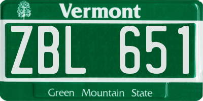 VT license plate ZBL651