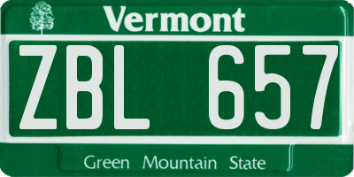VT license plate ZBL657