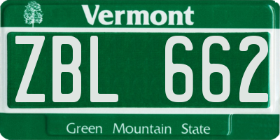 VT license plate ZBL662