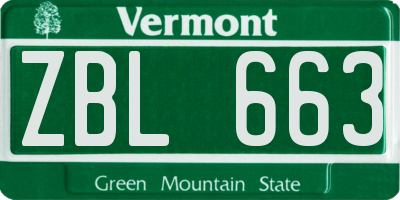 VT license plate ZBL663
