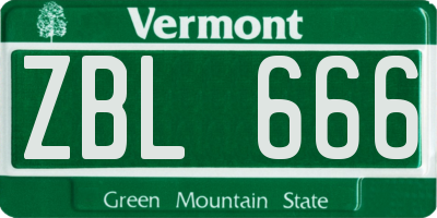 VT license plate ZBL666