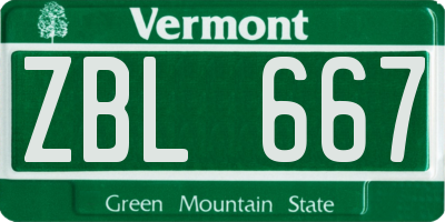 VT license plate ZBL667