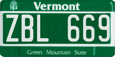 VT license plate ZBL669