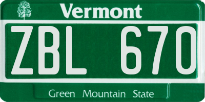 VT license plate ZBL670