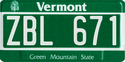 VT license plate ZBL671