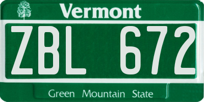 VT license plate ZBL672