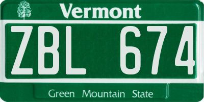 VT license plate ZBL674