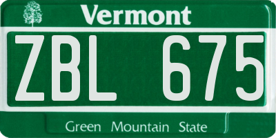 VT license plate ZBL675