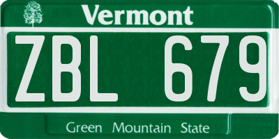 VT license plate ZBL679