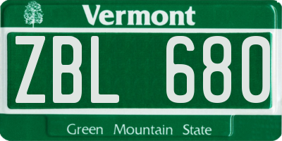 VT license plate ZBL680