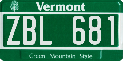 VT license plate ZBL681