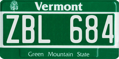 VT license plate ZBL684