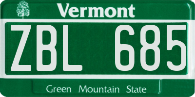VT license plate ZBL685