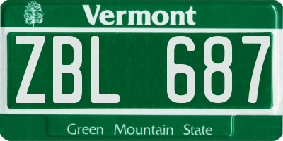 VT license plate ZBL687