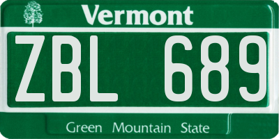 VT license plate ZBL689