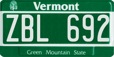 VT license plate ZBL692
