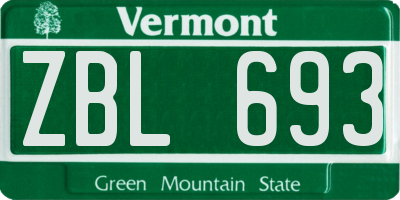 VT license plate ZBL693