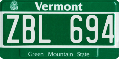 VT license plate ZBL694
