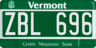 VT license plate ZBL696