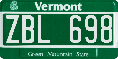 VT license plate ZBL698