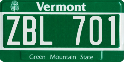 VT license plate ZBL701