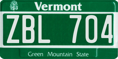 VT license plate ZBL704