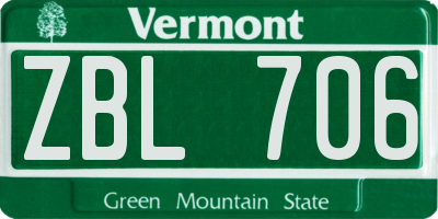 VT license plate ZBL706