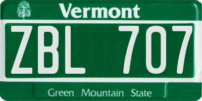 VT license plate ZBL707