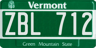 VT license plate ZBL712