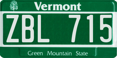 VT license plate ZBL715