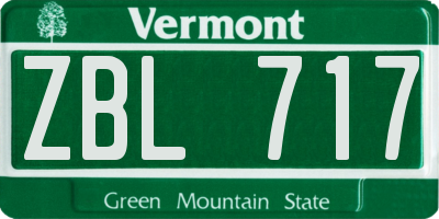 VT license plate ZBL717