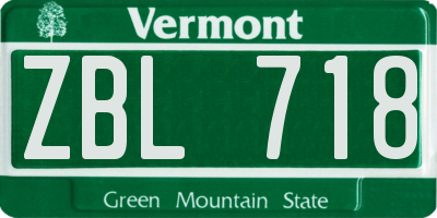 VT license plate ZBL718