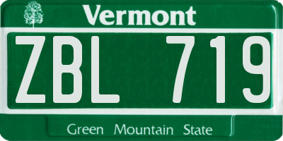 VT license plate ZBL719