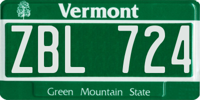 VT license plate ZBL724