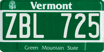 VT license plate ZBL725