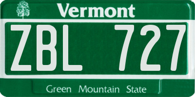 VT license plate ZBL727
