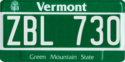 VT license plate ZBL730