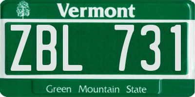 VT license plate ZBL731