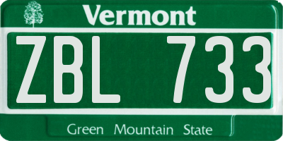 VT license plate ZBL733