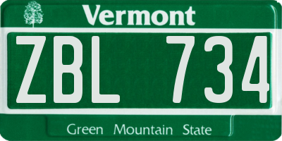 VT license plate ZBL734