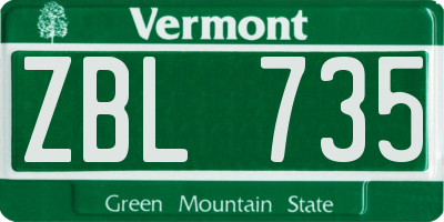 VT license plate ZBL735