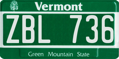 VT license plate ZBL736