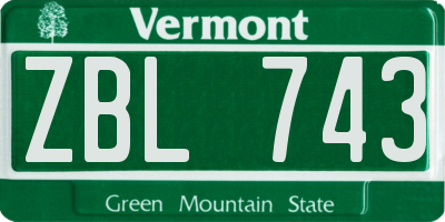 VT license plate ZBL743