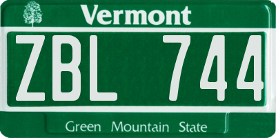 VT license plate ZBL744