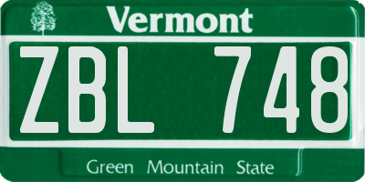 VT license plate ZBL748